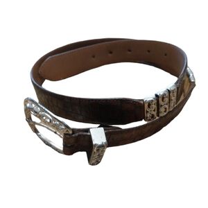 Lady Canterbury Antique Italian Croco Size M Brown/Silver Belt